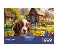 Rompecabezas de Springer Spaniel de 1000 Piezas, para Cavalier King Charles Spaniels, Escenario de Granja Acogedora, Juego Difícil para Adultos, Desafío Educativo y Regalo Ideal, 70x50cm