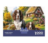 Rompecabezas de Springer Spaniel para Adultos de 1000 Piezas, Papel Reciclado con Dos Brittany Spaniels, Entorno de Granja Rústica, Divertido y Retador, Decoración de Pared y Regalo Ideal, 52x38cm
