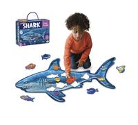 Rompecabezas de suelo Peaceable Kingdom Shiny Shark: rompecabezas gigante de 53 piezas para ni os de 5 a os en adelante, piezas con formas divert