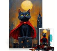 Rompecabezas de Super Gato en Paisaje Urbano para Adultos, 1000 Piezas, Mejora la Memoria, Tiempo Acogedor, Montaje de Patrones, Lista de Deseos de Santa Claus 50x75cm