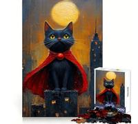 Rompecabezas de Super Gato en Paisaje Urbano para Adultos, 1000 Piezas, Mejora la Memoria, Tiempo Acogedor, Montaje de Patrones, Lista de Deseos de Santa Claus 50x75cm