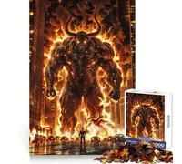 Rompecabezas de superhéroes contra Demonio de Fuego para Adultos, 1000 Piezas Juguete Inteligente para el hogar Disfrute de un Corte preciso Decoración de Pared 50x75cm