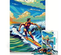 Rompecabezas de Surf WPAP Pop Art Color de 1000 Piezas para Adolescentes, Juguete cognitivo, Juego de Mesa Suave, Pieza de Arte 38x52cm