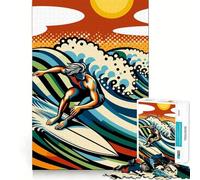 Rompecabezas de Surf WPAP Pop Art Color de 1000 Piezas para Adolescentes, Juguete de lógica Fuerte, Actividad en casa, Borde Transparente, Regalo preciado 50x75cm