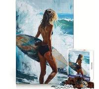 Rompecabezas de Surfista Caminando con Tabla, 1000 Piezas, para Adultos Fortalece la Memoria y Alivia el estrés Pieza de Arte Bordes Finos 50x75cm