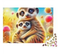 Rompecabezas de Suricata,mamífero del Desierto de Peluche,1000 Piezas,cartón Grueso Premium,enmarcable,Arte Tranquilo,pasatiempo para entusiastas,Adultos,avanzado,52x38cm/1000 Piezas