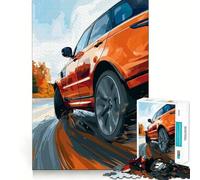 Rompecabezas de SUV Naranja en la Carretera 1000 Piezas para Adultos Juguete para concentrarse y ejercitar la Mente Ideal para el hogar y el Ocio con Bordes Ajustados Regalo de Papá Noel (38x52cm)