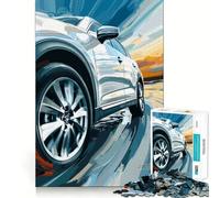Rompecabezas de SUV Plateado a Toda Velocidad para Adultos, 1000 Piezas, fortalece la Memoria, Alivia el estrés, Borde Liso, Regalo conmovedor 38x26cm