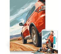Rompecabezas de SUV Rojo en Carretera desértica para Adolescentes, 1000 Piezas, Mejora la Memoria, Alivio de tensión, Borde Ajustado, Pieza de Arte Fino (38x26cm)