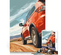 Rompecabezas de SUV Rojo en Carretera desértica para Adolescentes, 1000 Piezas, Mejora la Memoria, Alivio de tensión, Borde Ajustado, Pieza de Arte Fino (38x26cm)