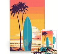 Rompecabezas de Tabla de Surf Estilo Vintage Retro para Adolescentes, 1000 Piezas, para estimular la Memoria, Actividad en casa, patrón de ensamblaje, 38x26cm