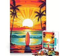 Rompecabezas de Tabla de Surf Estilo Vintage Retro para Adolescentes, 1000 Piezas, para estimular la Memoria, Actividad en casa, patrón de ensamblaje, 38x26cm