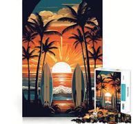 Rompecabezas de Tabla de Surf Vintage Retro para Adolescentes, 1000 Piezas, estimula la Memoria, relájate, Bordes precisos, Regalo increíble 38x52cm