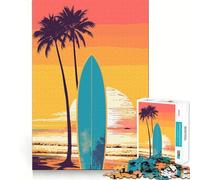 Rompecabezas de Tabla de Surf Vintage Retro para Adolescentes, 1000 Piezas, para Mejorar la Memoria, el hogar, el Ocio, Bordes precisos, 50x75cm