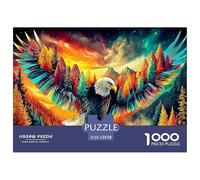 Rompecabezas de Tablero Reciclado Águila en Vuelo: Águila sobre Paisaje montañoso para Adultos y niños de 12 años. Gran Regalo. 52 x 38 cm/1000 Piezas.