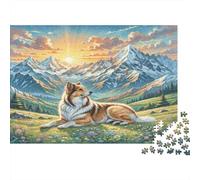 Rompecabezas de Tablero Reciclado de Perro Pastor de Asia Central: Perro descansando en un Prado de montaña para Adultos y niños de 12 años. Gran Regalo. 70 x 50 cm/1000 Piezas.