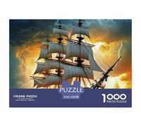 Rompecabezas de Tablero Reciclado de velero: Velero navegando en Aguas tranquilas para Adultos y niños de 12 años. Gran Regalo. 52 x 38 cm/1000 Piezas.