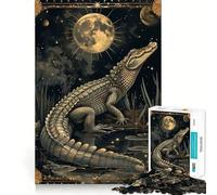 Rompecabezas de Tarot con diseño de cocodrilo acuático 1000 Piezas Juego de Habilidad Mental Ajuste Estable sin Piezas Sueltas pasatiempo Ideal para Fines de Semana Largos (38x52cm)