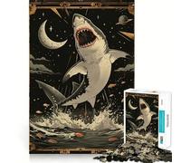 Rompecabezas de Tarot con diseño de tiburón Blanco 1000 Piezas Juguete de construcción Focus Ajuste Firme Montaje Seguro Juguete de Entretenimiento para Interiores (38x52cm)