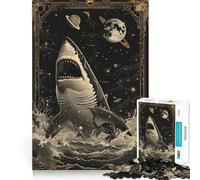 Rompecabezas de Tarot del tiburón Blanco de 1000 Piezas para Adolescentes Estimula la Mente Diversión sin Espacios Ajuste Entretenimiento cautivador para Interiores acogedores (38x52cm)