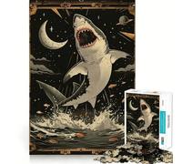 Rompecabezas de Tarot Tiburón Blanco de 1000 Piezas Juego de Habilidad Mental Ajuste Estable Sin Piezas Sueltas Pasatiempo Ideal para Fines de Semana Largos (50x75cm)