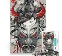 Rompecabezas de Tatuajes de máscaras Oni para Adolescentes, 1000 Piezas, Juguete de lógica Resistente, Tranquilo, calmado, Borde Claro, Regalo Elegante (38x52cm)