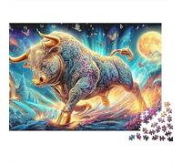 Rompecabezas de Tauro Divino Psicodélico 1000 piezas Rompecabezas de Nebulosa Luna Llena Juego Estimulante Aprender Diversión Cartón Reciclado 100% para Adultos 52x38cm/1000 piezas