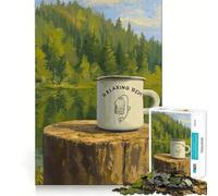 Rompecabezas de Taza de té Relajante Junto al Lago para Adultos, 1000 Piezas, para Fortalecer la Memoria, Divertido, de Calidad, Elegante, Regalo (50x75cm)