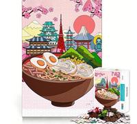 Rompecabezas de tazón de Ramen con monumentos japoneses para Adolescentes, 1000 Piezas, lógica Clara, Juguete, Juego Lento, Disfruta, Corte, Sorpresa de cumpleaños (38x26cm)