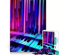 Rompecabezas de Teclas de Piano Neon Sonata de 1000 Piezas para Adultos Juego Inteligente, sin estrés, con patrón de Montaje Una cálida Sorpresa (38x52cm)