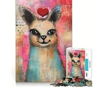 Rompecabezas de técnica Mixta de 1000 Piezas con diseño de Llama Sonriente y corazón para el Día de San Valentín Ideal para Adolescentes Juguete Que estimula la lógica Relajante