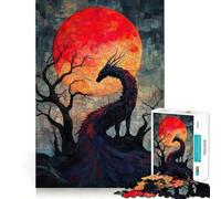 Rompecabezas de Tela con diseño de dragón de la Luna de Sangre, 1000 Piezas, para Adultos Juguete para la Mente, Juego Relajante, Bordes precisos, Regalo conmovedor 50x75cm