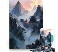 Rompecabezas de templos en la Cima de la montaña para Adolescentes, 1000 Piezas, Juguete para ejercitar la Mente, antiestrés, Corte Premium, Regalo increíble (38x26cm)