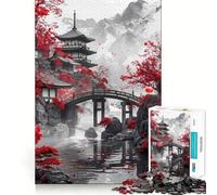 Rompecabezas de templos japoneses Antiguos,1000 Piezas,Juego de Habilidad Mental,Corte láser, Tiempo de Tranquilidad,Ejercicio Mental en casa (38x26cm)