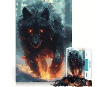 Rompecabezas de Terror de Lobos de 1000 Piezas para Adultos Divertido Juego de Memoria Fabricación experta Actividad Relajante para Grupos en Interiores (50x75cm)