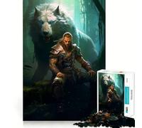 Rompecabezas de Thor,Odín y el Lobo,Dioses Vikingos,1000 Piezas,Juego Divertido y sin Rebabas,Piezas de Corte Limpio,portátil y fácil de Transportar (50x75cm)