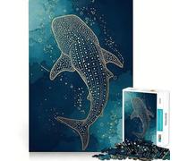 Rompecabezas de tiburón Ballena con diseño Lineal Dorado para Adolescentes 1000 Piezas Juego para estimular la Mente Montaje Firme y Seguro Actividad para Fortalecer los Lazos Familiares (50x75cm)