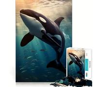 Rompecabezas de tiburón Ballena de 1000 Piezas Juego para ejercitar la Mente Artesanía de Corte experta Un pasatiempo Fascinante para los Momentos de Ocio (38x52cm)