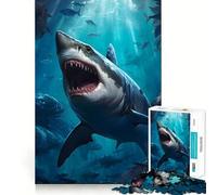 Rompecabezas de tiburón Ballena de 1000 Piezas Juego para ejercitar la Mente Artesanía de Corte experta Un pasatiempo Fascinante para los Momentos de Ocio (38x52cm)
