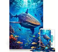 Rompecabezas de tiburón Ballena de 1000 Piezas para Adultos Juego de Habilidad Mental Corte láser para un Ajuste Actividad gratificante para días lluviosos (38x52cm)