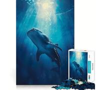 Rompecabezas de tiburón Ballena del océano 1000 Piezas Juguete Creativo de Habilidad componentes Resistentes y de Corte Limpio Ideal para Viajar Juego Mental Regalo (38x52cm)