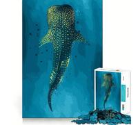 Rompecabezas de tiburón Ballena en Aguas Azules 1000 Piezas Juego de Habilidad Mental Ajuste Estable sin Piezas Que se muevan pasatiempo Divertido para Fines de Semana Largos (38x26cm)