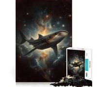 Rompecabezas de tiburón Ballena en la Galaxia 1000 Piezas para Adolescentes estimula la Mente Divertido sin Espacios Ajuste Entretenimiento cautivador para Interiores acogedores (38x26cm)