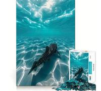 Rompecabezas de tiburón Ballena en la Playa 1000 Piezas para Adolescentes Juego para estimular la Mente Montaje Firme y Seguro Actividad Divertida para Toda la Familia (38x52cm)