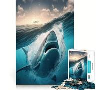 Rompecabezas de tiburón Ballena para Adultos 1000 Piezas Juego de Memoria Ajuste Firme Montaje Seguro Juego de construcción de Conexiones significativas (38x52cm)
