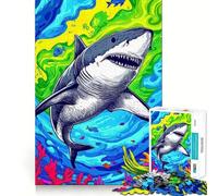 Rompecabezas de tiburón Colorido del océano de 1000 Piezas para Adolescentes, Juguete de lógica Clara, fácil de Usar, Ocio, Regalo de cumpleaños 38x52cm