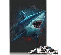 Rompecabezas de tiburón Colorido, único, de Papel, Rectangular, para decoración del hogar, para Adultos, Adolescentes, Regalo del Día de la Madre, 1000 Piezas (75 x 50 cm)