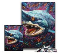 Rompecabezas de tiburón de 1000 Piezas, 26x38cm, Juego Interactivo Familiar, decoración del hogar, Regalo para el Cerebro.
