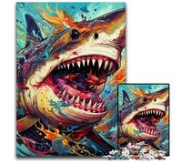 Rompecabezas de tiburón de 1000 Piezas, Rompecabezas difícil para Adultos y Adolescentes, Noche de Juegos en Familia, Idea de Regalo para estimular el Cerebro, 26x38cm/10,23x14,96 Pulgadas