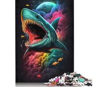 Rompecabezas de tiburón, decoración única para el hogar, 100% cartón Reciclado, Día del Niño, 1000 Piezas (75 x 50 cm)